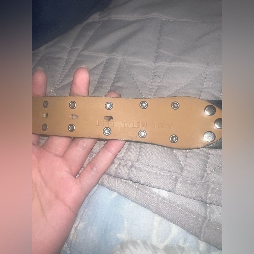 Vintage Leather Biker Belt Metal Skeleton Hands 36 inches - Picture 3 of 4